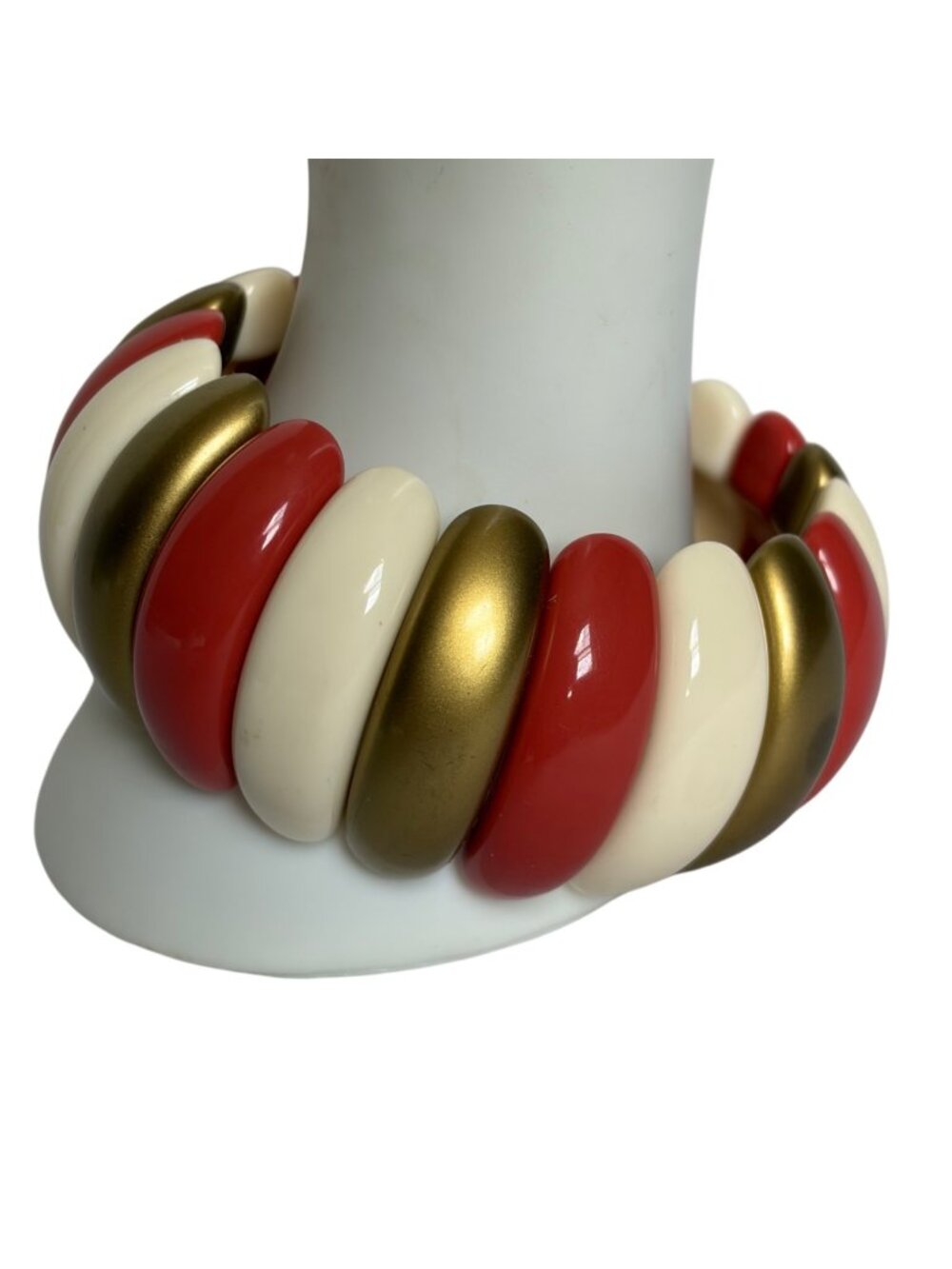 Vintage Avon1992 Wide Lucite Stretch Bracelet Gold Orange Chunky Statement